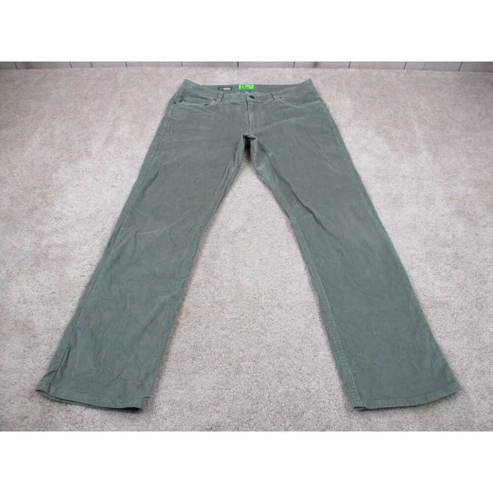 Stio Pants Mens 36 Green Corduroy Rivet Cords Cotton Stretch Straight Leg 36x31